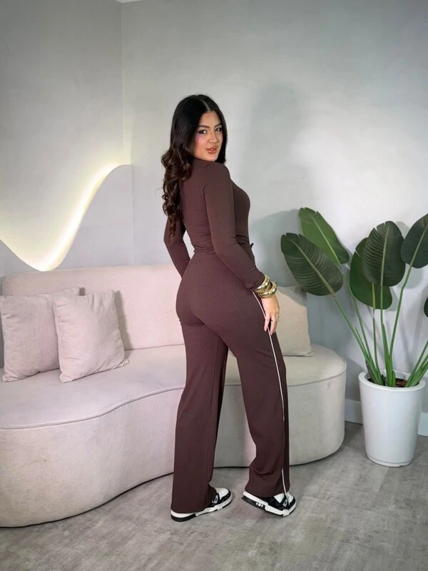 Conjunto Blusinha E Calça Canelado Listra