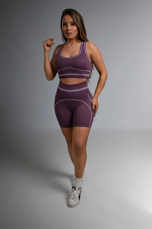 Use.Mood - Conjunto Top E Shorts Canelado Lu