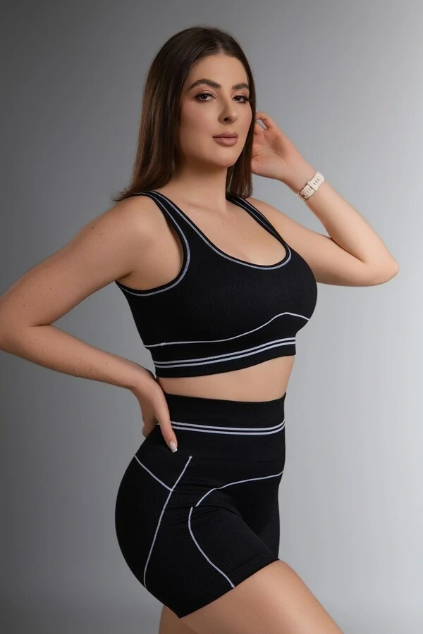 Use.Mood - Conjunto Top E Shorts Canelado Lu