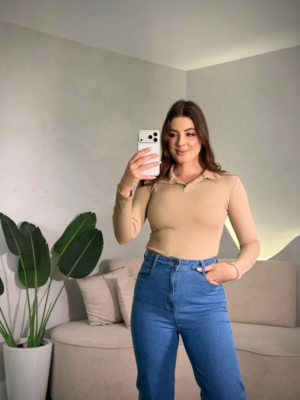Blusinha Flanelada Gola Polo BYE BYE