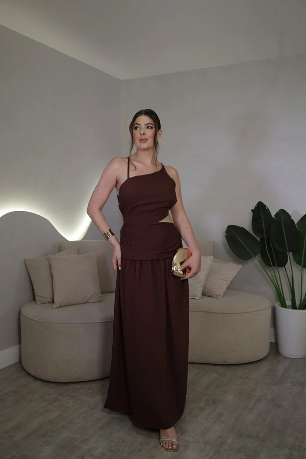 Vestido Midi Costas Abertas Scarlet