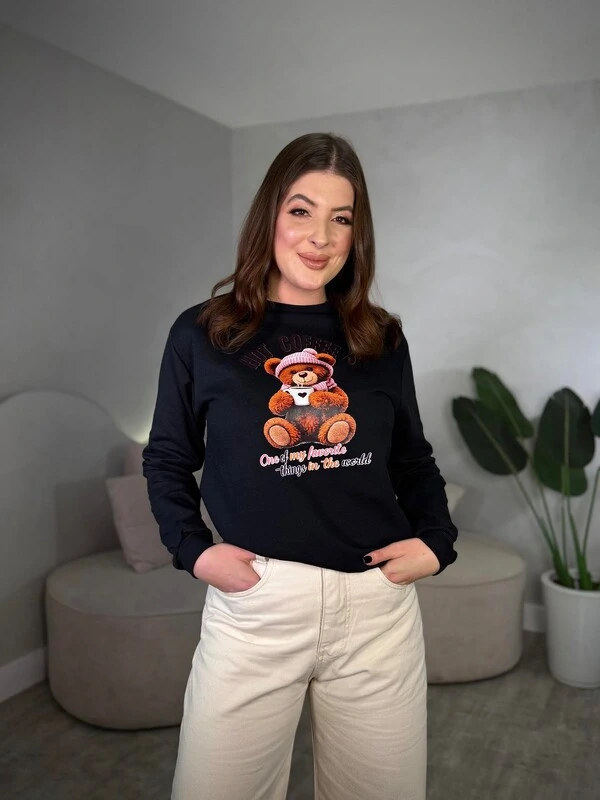 Moletom Sem Capuz Estampado Urso