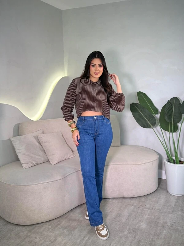 Camisa Cropped Listrada Ana