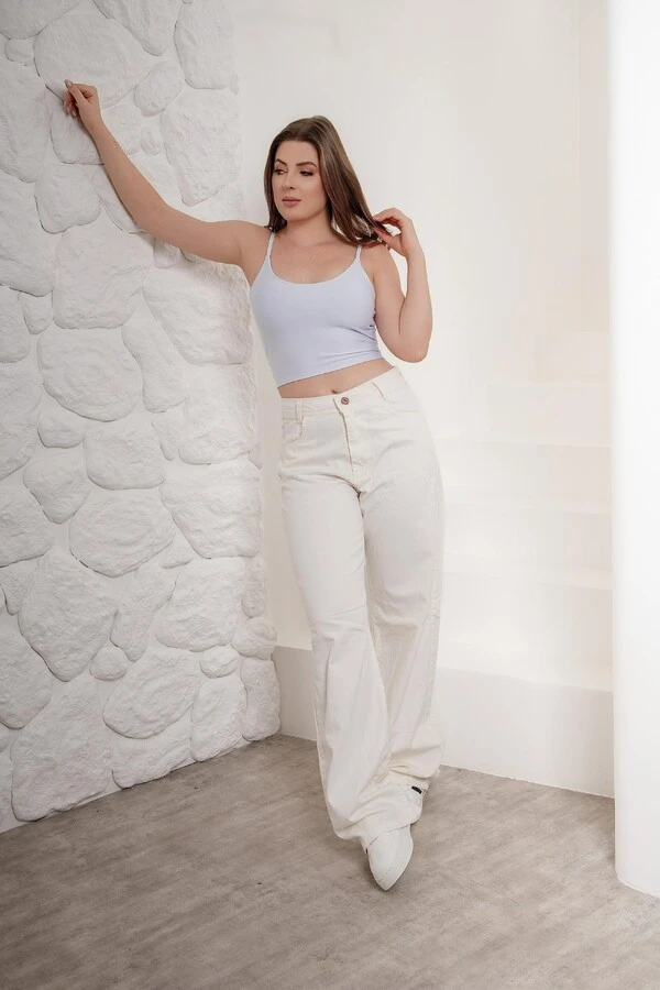 Calça Jeans Wide Leg Off White