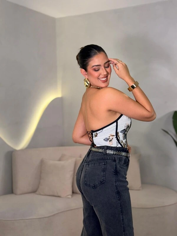 Corset Florido Tomara Que Caia