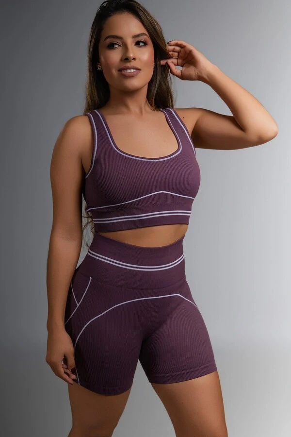Use.Mood - Conjunto Top E Shorts Canelado Lu