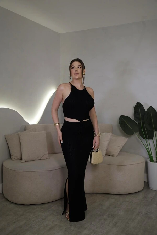 Conjunto Cropped E Saia Midi Alora