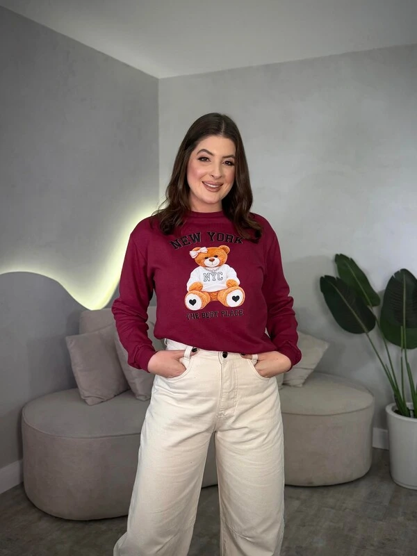 Moletom Sem Capuz Estampado Urso