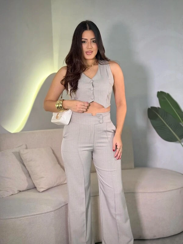 Conjunto Social Alfaiataria Colete E Calça Wanessa