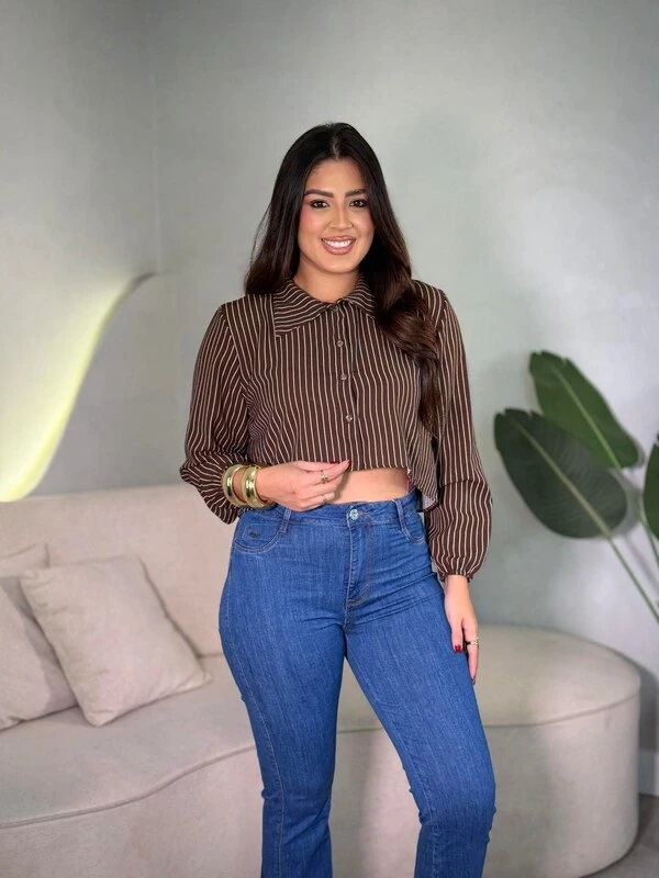 Camisa Cropped Listrada Ana