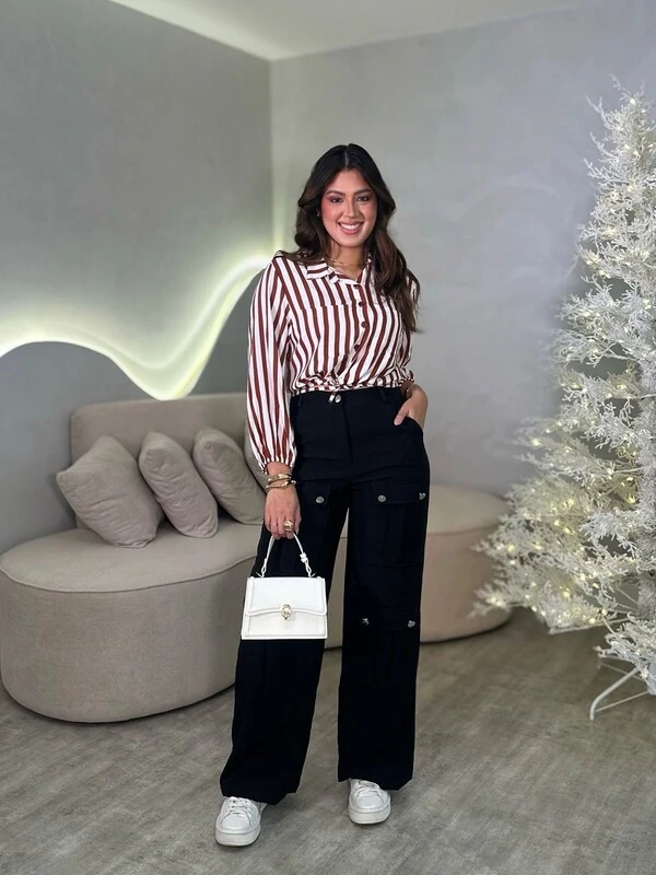 Camisa Cropped Listrada Safira