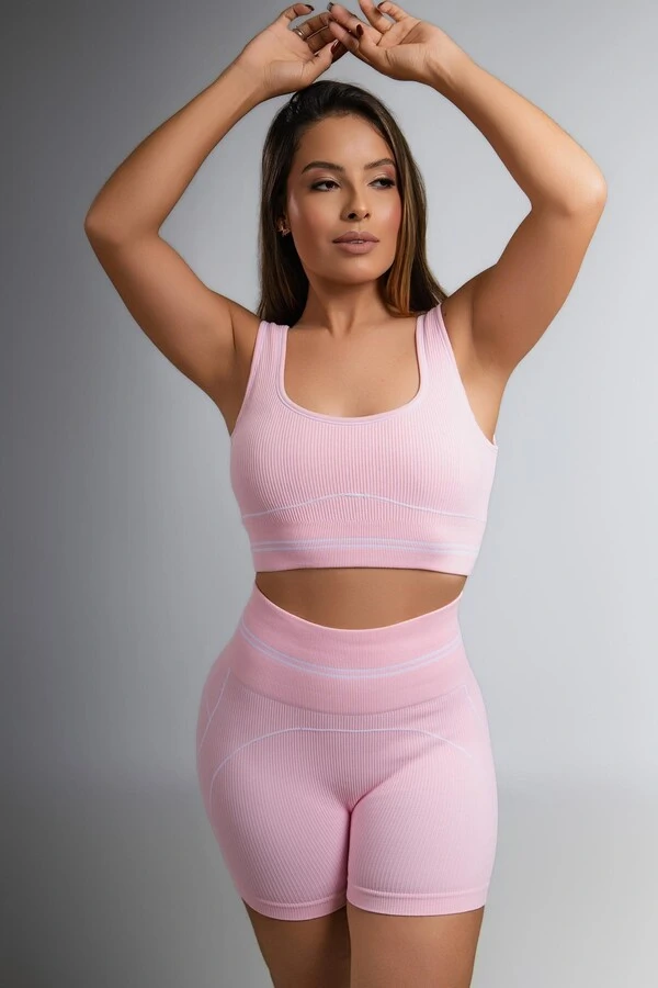 Use.Mood - Conjunto Top E Shorts Canelado Lu