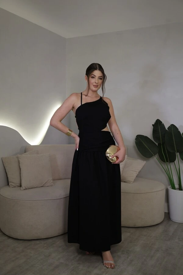 Vestido Midi Costas Abertas Scarlet