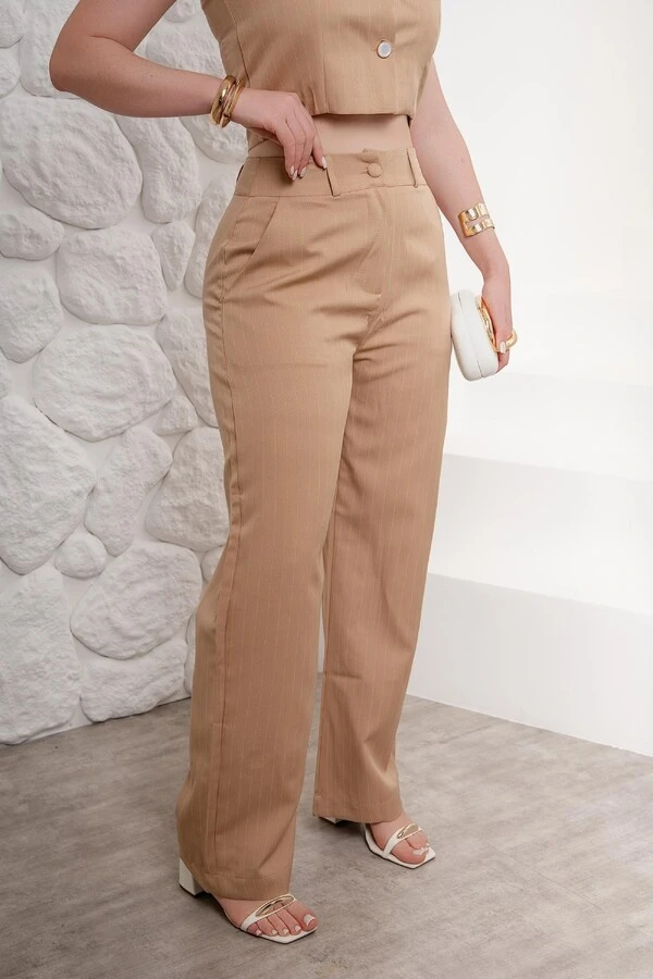 Conjunto Colete E Calça Alfaiataria Risca De Giz Miriana