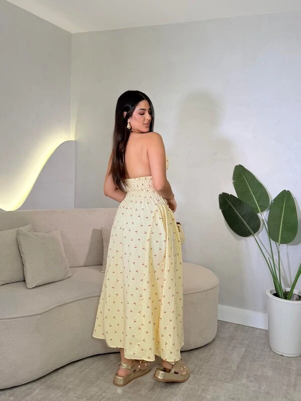 Vestido Midi Com Amarração Pescoço Ivana