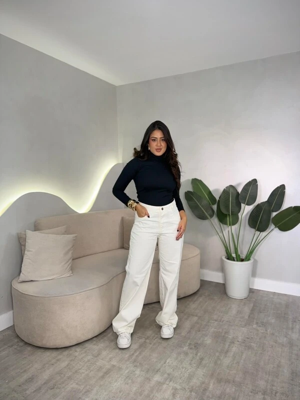 Calça Jeans Wide Leg Off White