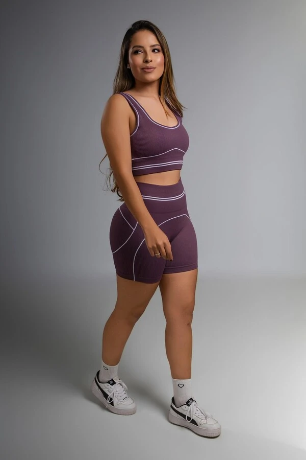Use.Mood - Conjunto Top E Shorts Canelado Lu