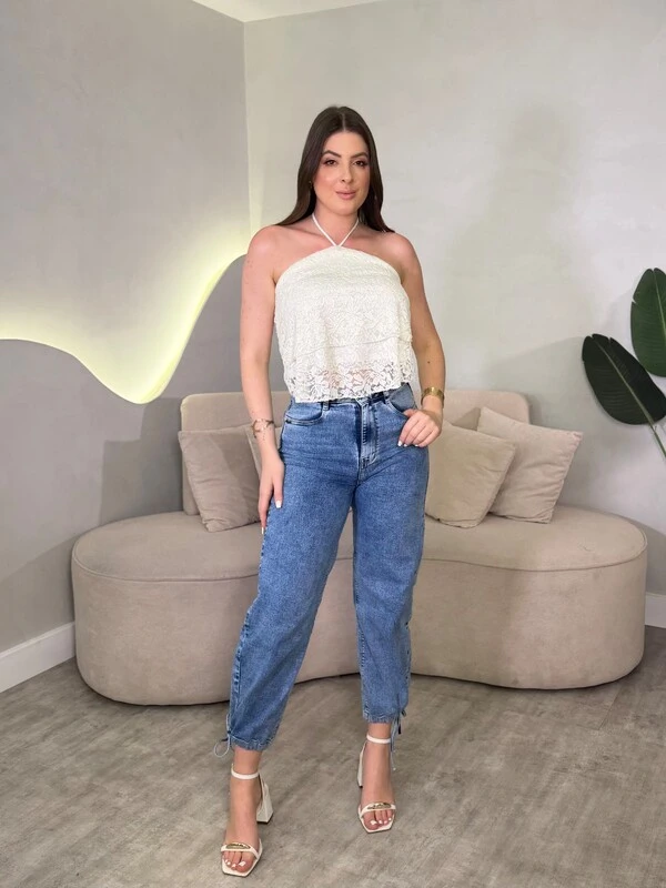 Blusinha Amarração No Pescoço Com Babados Camile