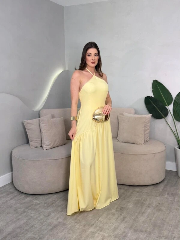 Vestido Longo Amarração No Pescoço Sol