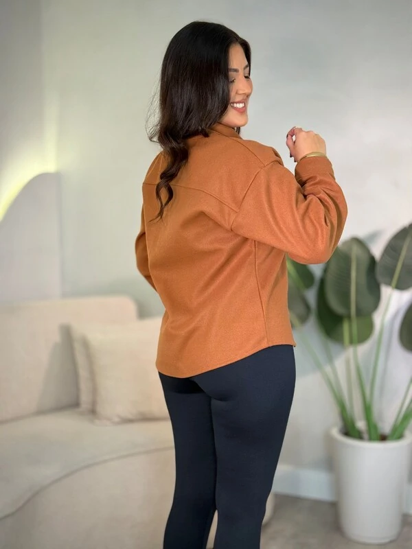 Camisa Bianca Lã Batida Com Bolsos