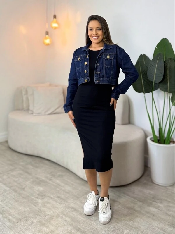 Jaqueta Jeans Lavagem Escura