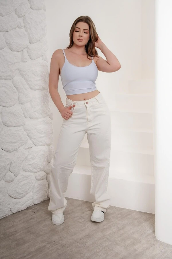 Calça Jeans Wide Leg Off White