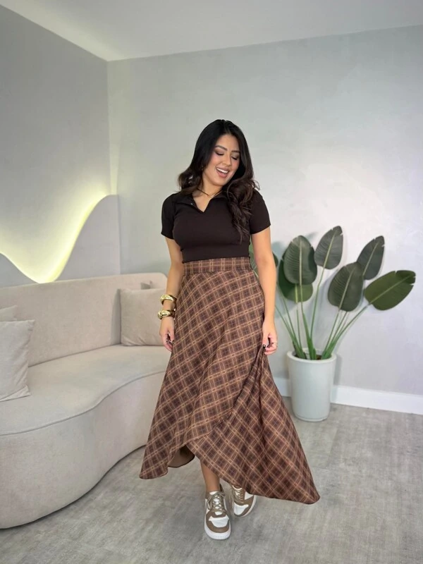 Saia Midi Envelope Xadrez