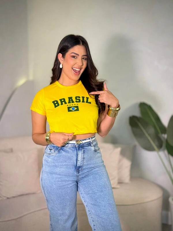 Cropped Estampado Brasil Laiza