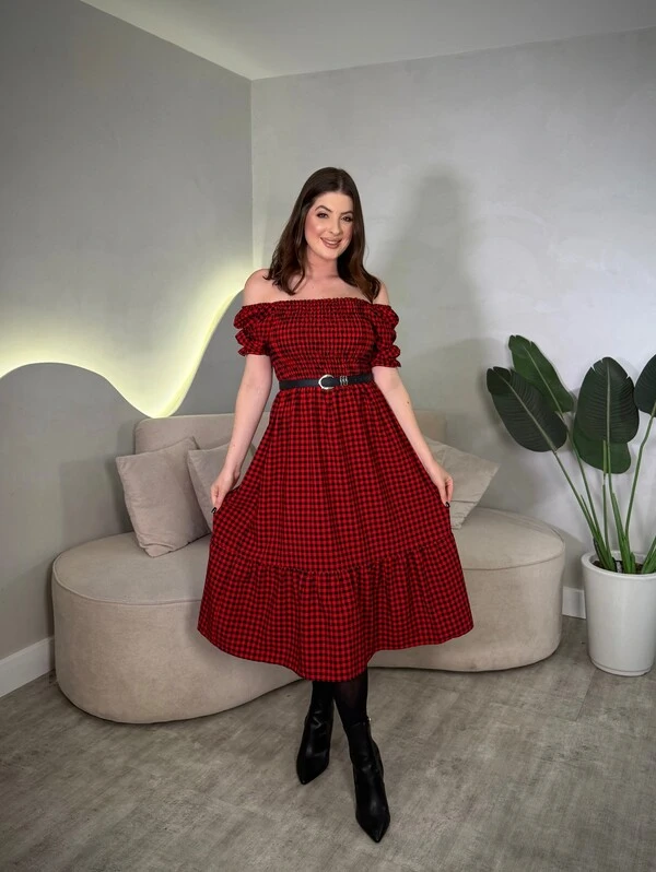 Vestido Midi Xadrez