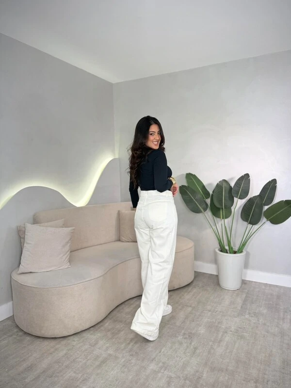 Calça Jeans Wide Leg Off White