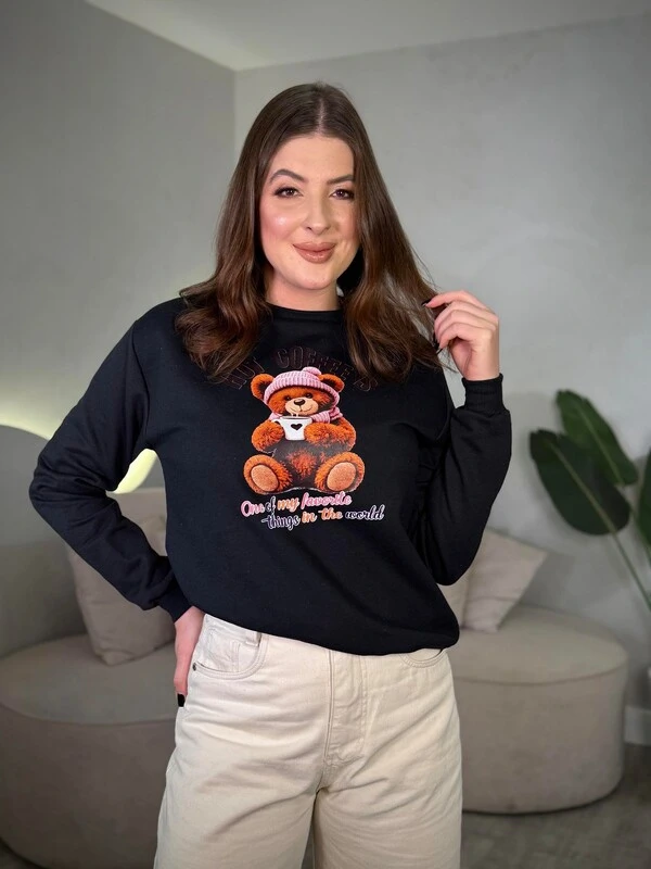 Moletom Sem Capuz Estampado Urso