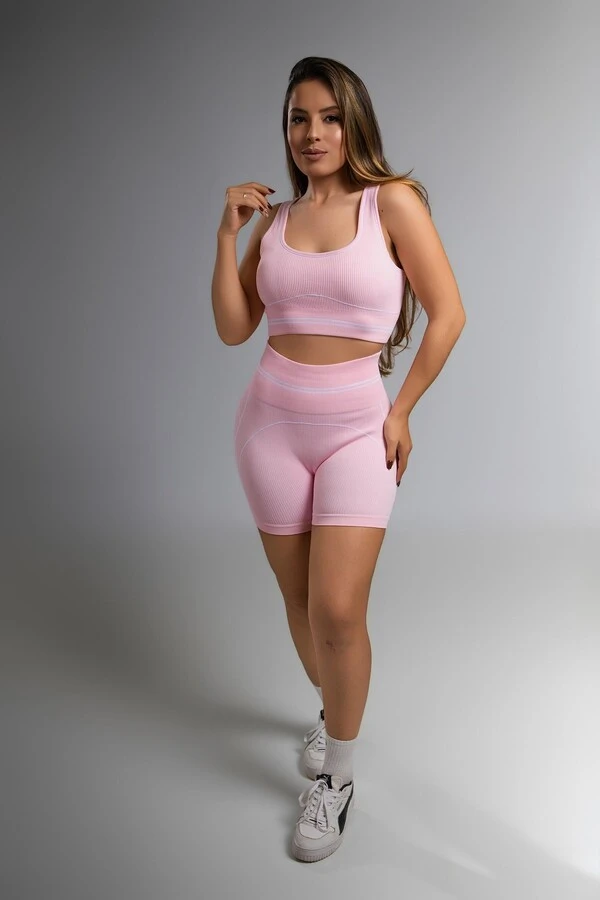 Use.Mood - Conjunto Top E Shorts Canelado Lu