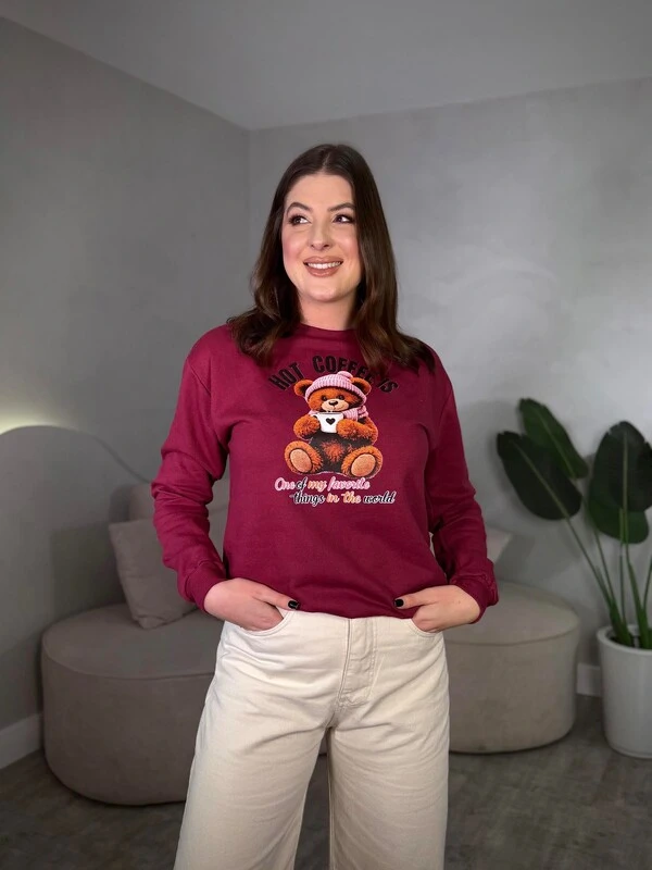 Moletom Sem Capuz Estampado Urso