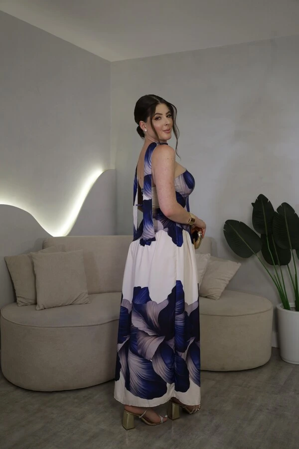 Vestido Tomara Que Caia Com Gola Lenço Floral Lia