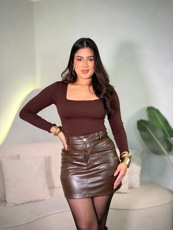 Body Manga Longa Decote Quadrado Ananda