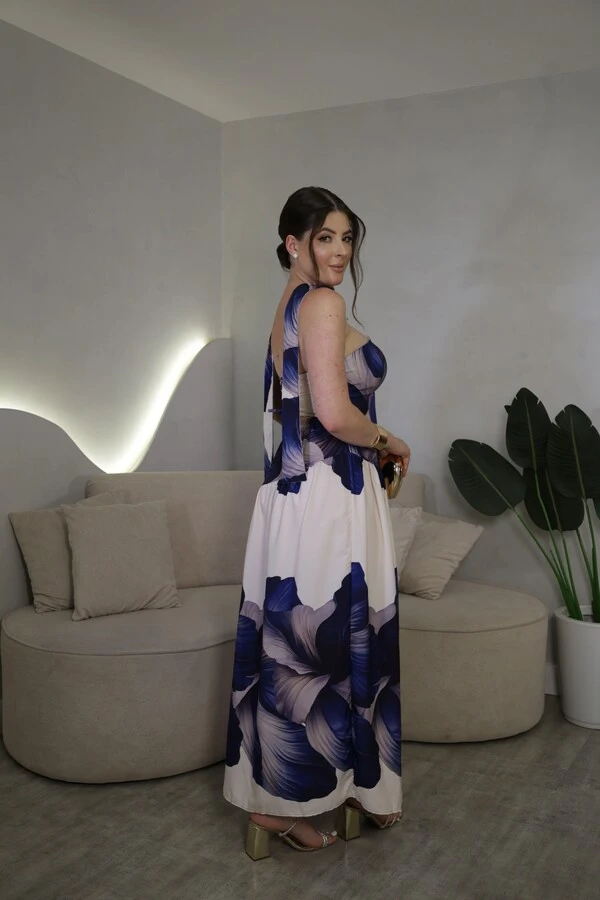 Vestido Tomara Que Caia Com Gola Lenço Floral Lia