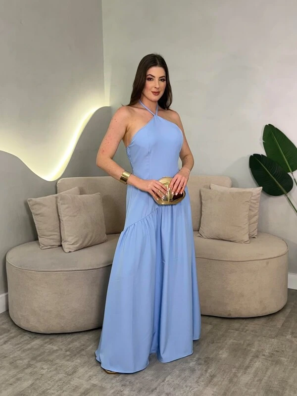 Vestido Longo Amarração No Pescoço Sol