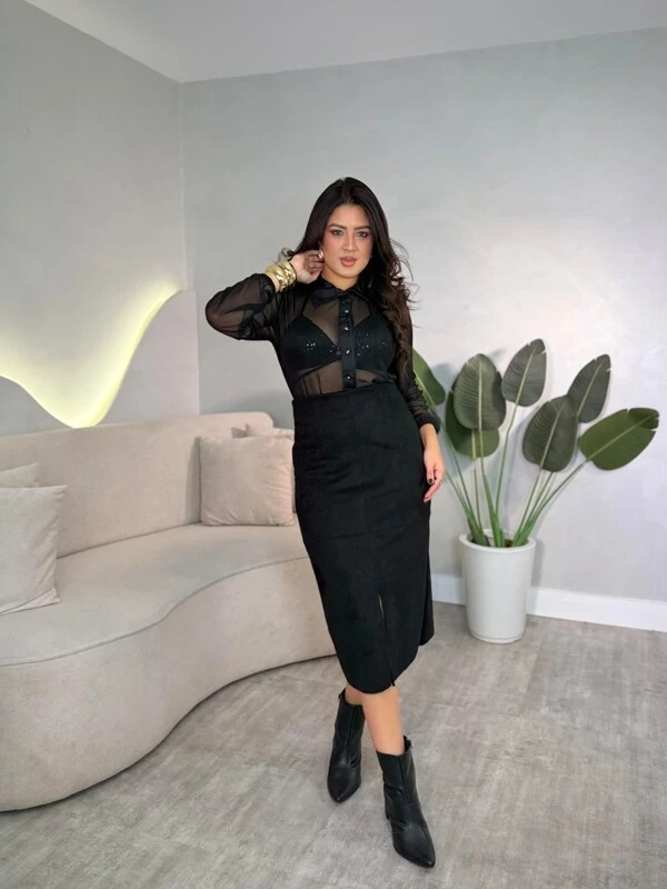 Saia Marcela Com Fenda Frontal