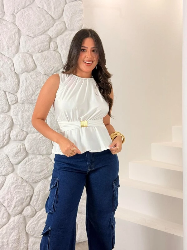 Blusinha C/ Detalhe Dourado Flaviana