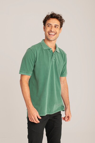 Polo Piquet Verde Musgo Vintage