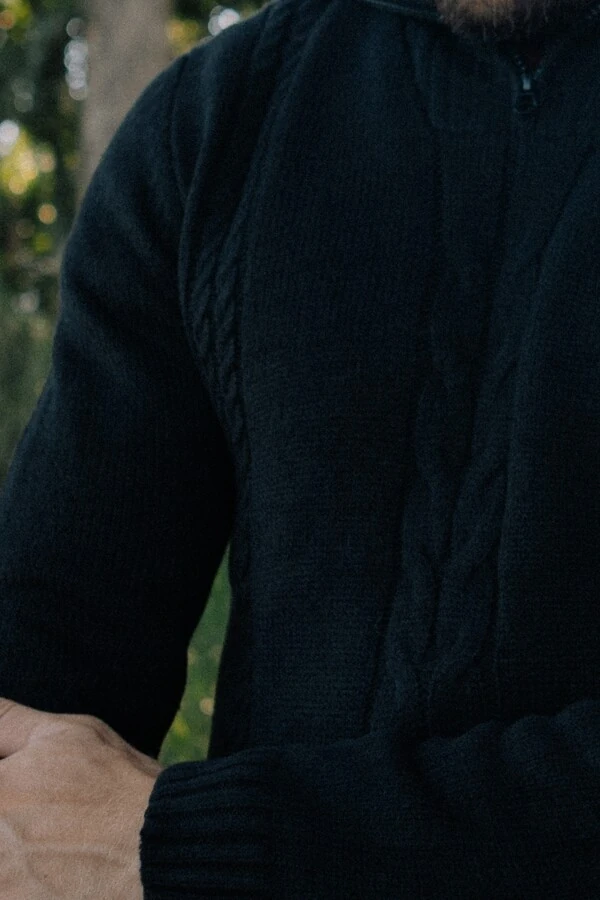 Tricô Gola com Zíper Wind Layer