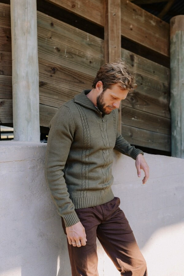 Tricô Gola com Zíper Wind Layer