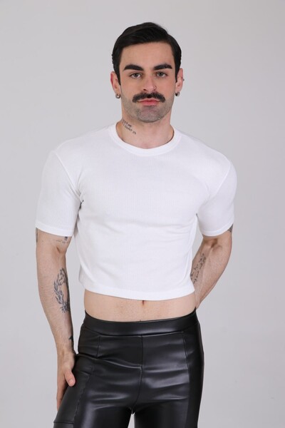 Foto Cropped Manga Curta Canelada