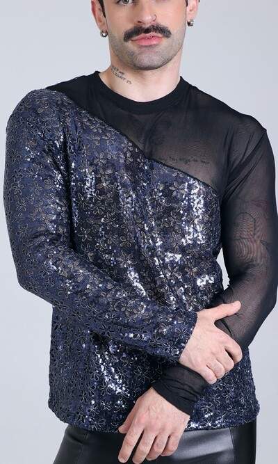 FotoCamiseta Hipnos Transparência e Paetês Azuis