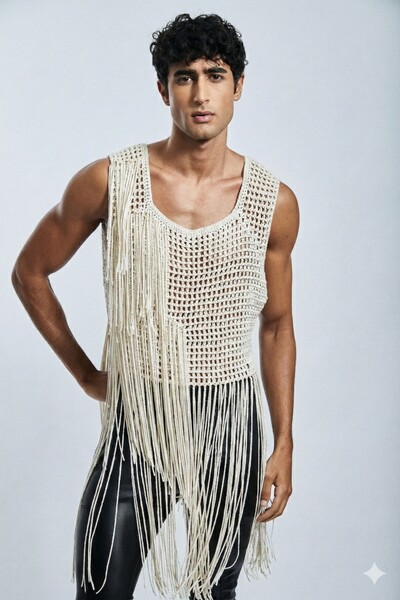 Foto Regata Long em Crochet com Franjas