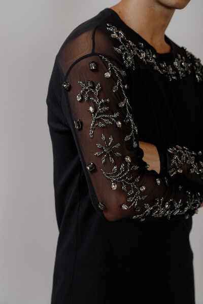 FotoCamiseta Manga Longa em Ribana com Tule