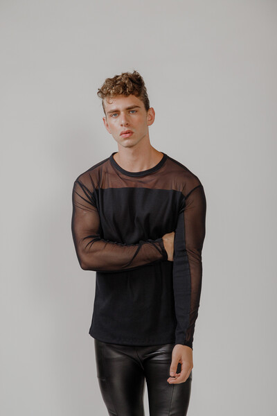 Foto Camiseta Manga Longa em Ribana com Tule