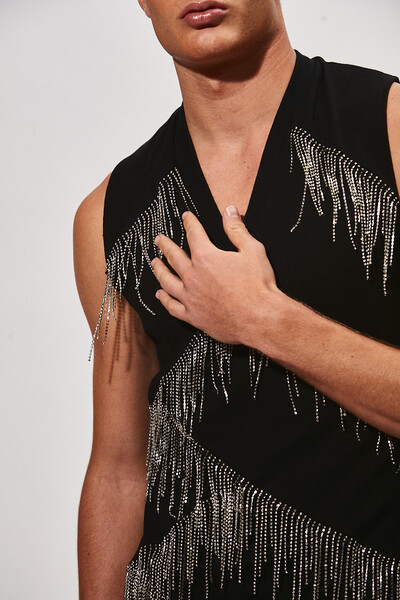 FotoRegata com Franjas Diagonais em Strass