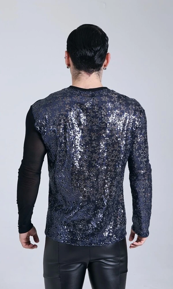 Camiseta Hipnos Transparência e Paetês Azuis