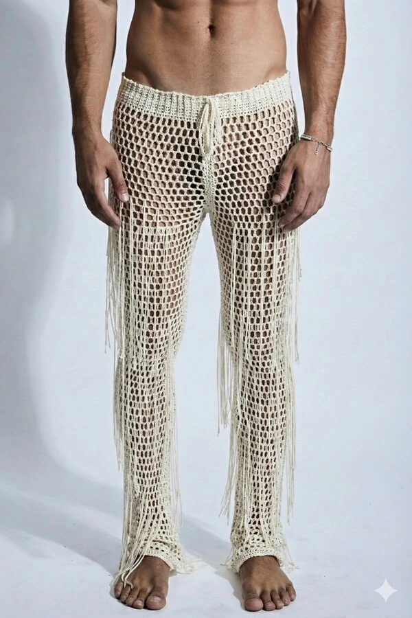 Calça em Crochet com Franjas